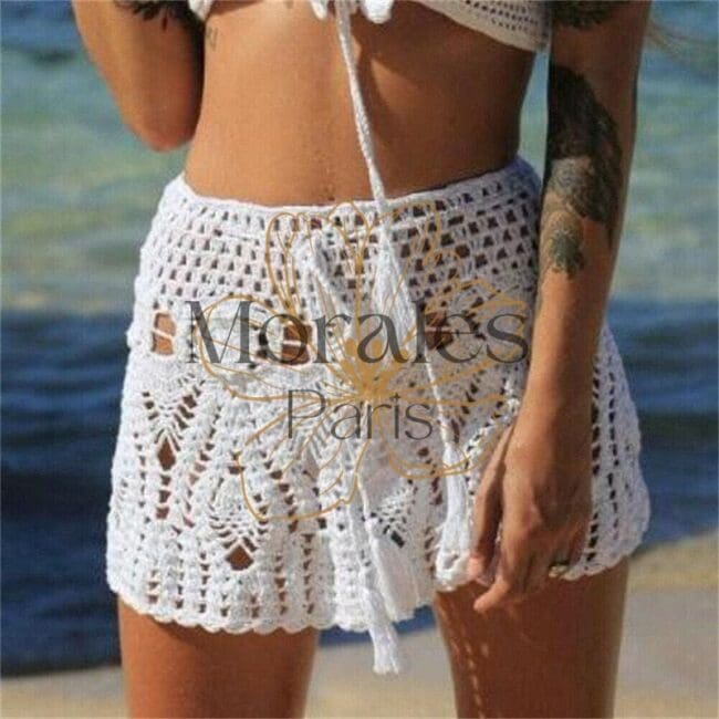 Jupe Hippie Bohème Blanche Courte