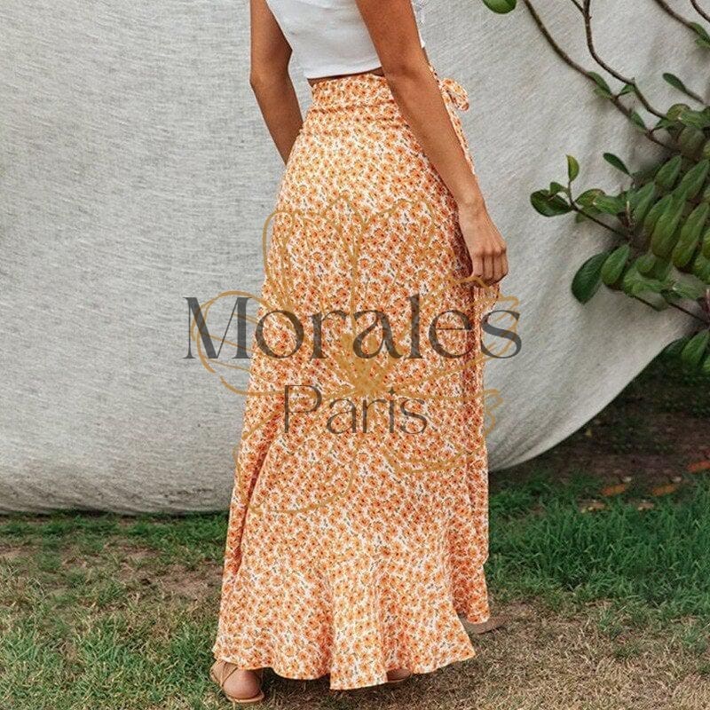 Jupe Longue Femme Imprimé Floral Bohème - Taille Haute, Poches, Coupe Ample - Pour Plage, Fête, Festival, Été 2025