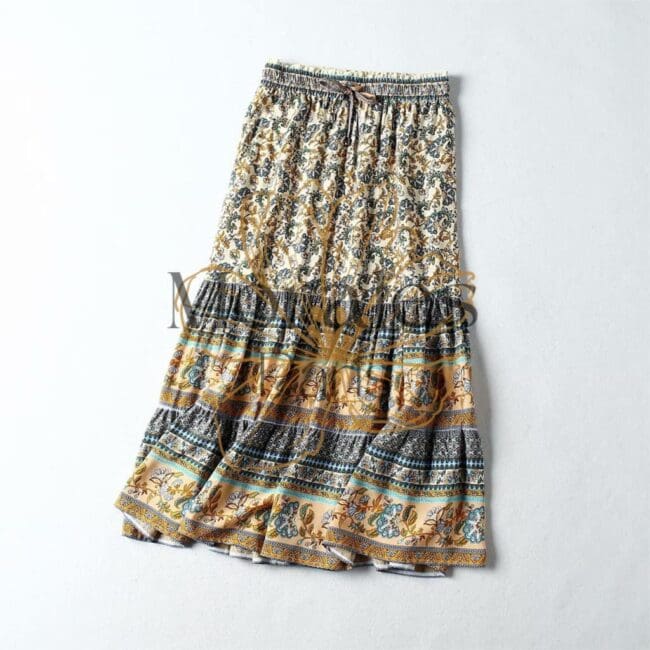 Jupe Femme Old Navy – Marron à Fleurs – Taille 2 – Coton – Vintage