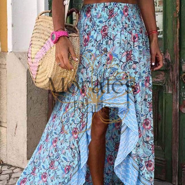 Jupe Longue Femme en Tissu Bohemian Taille Hau