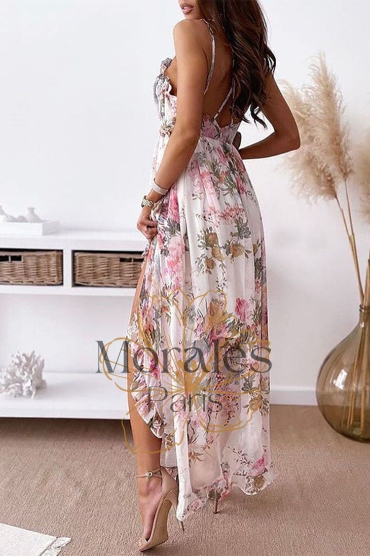 Robe De Soirée Bohème Femme - Manches Courtes, Col En V, Dos Nu, Sans Bretelles, Pour Occasion Formelle