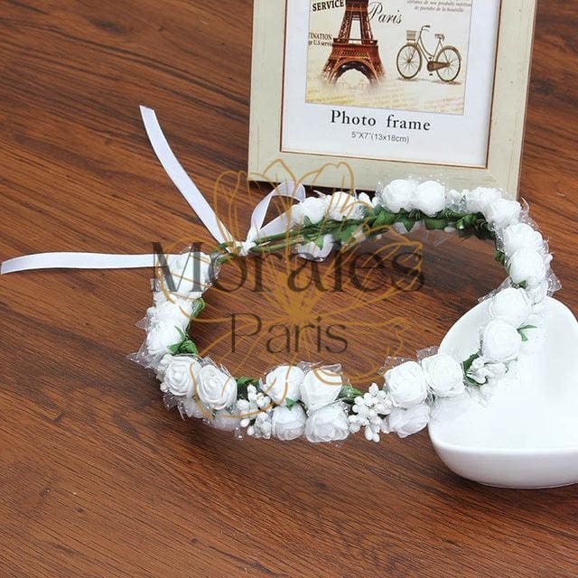 Couronne D'hortensias Artificiels 50 Cm - Décoration De Porte Ou Mur, Printemps/Pâques, Blanc, Résistante Aux UV